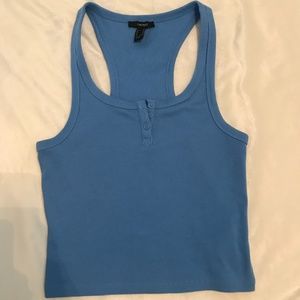 blue 3 button tank top